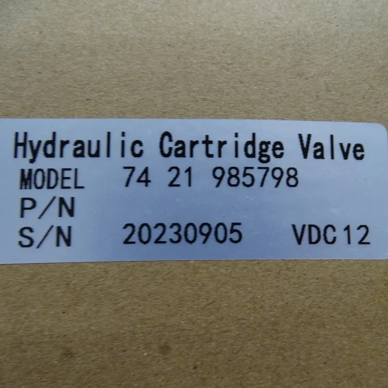 For Oil Control Valve 74-21-985798 Transmission Solenoid Valve Hydraulic Cartridge Valve Excavator Parts High Quality