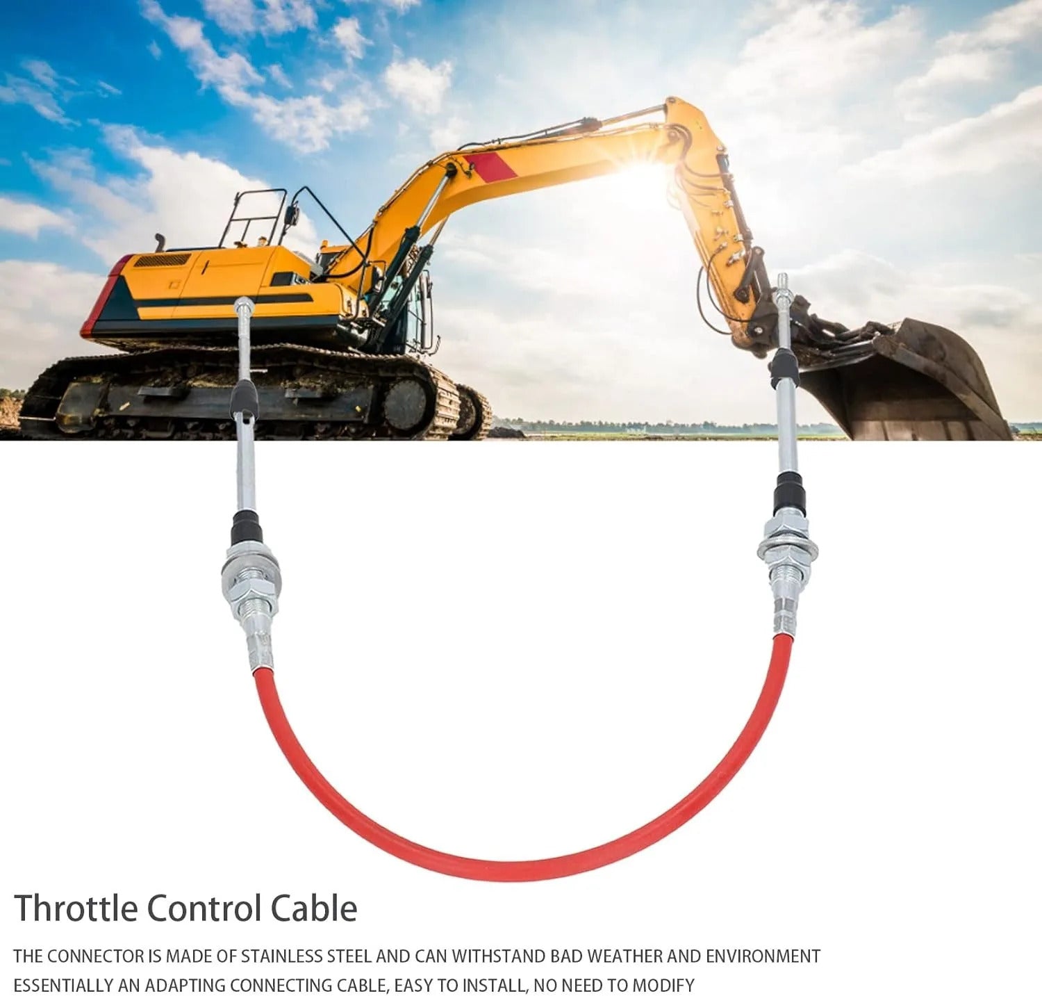 4.5m Length Excavator Throttle Control Cable for Hitachi EX120 1 Motor Control Cable Excavator Parts